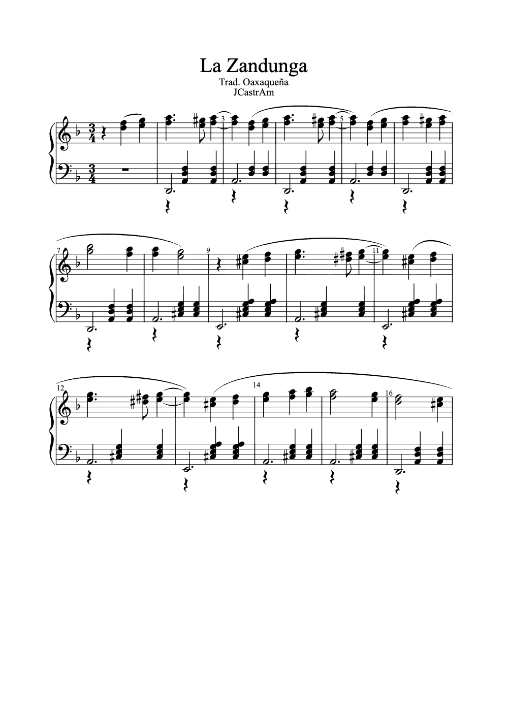 Sheet music preview for La Zandunga