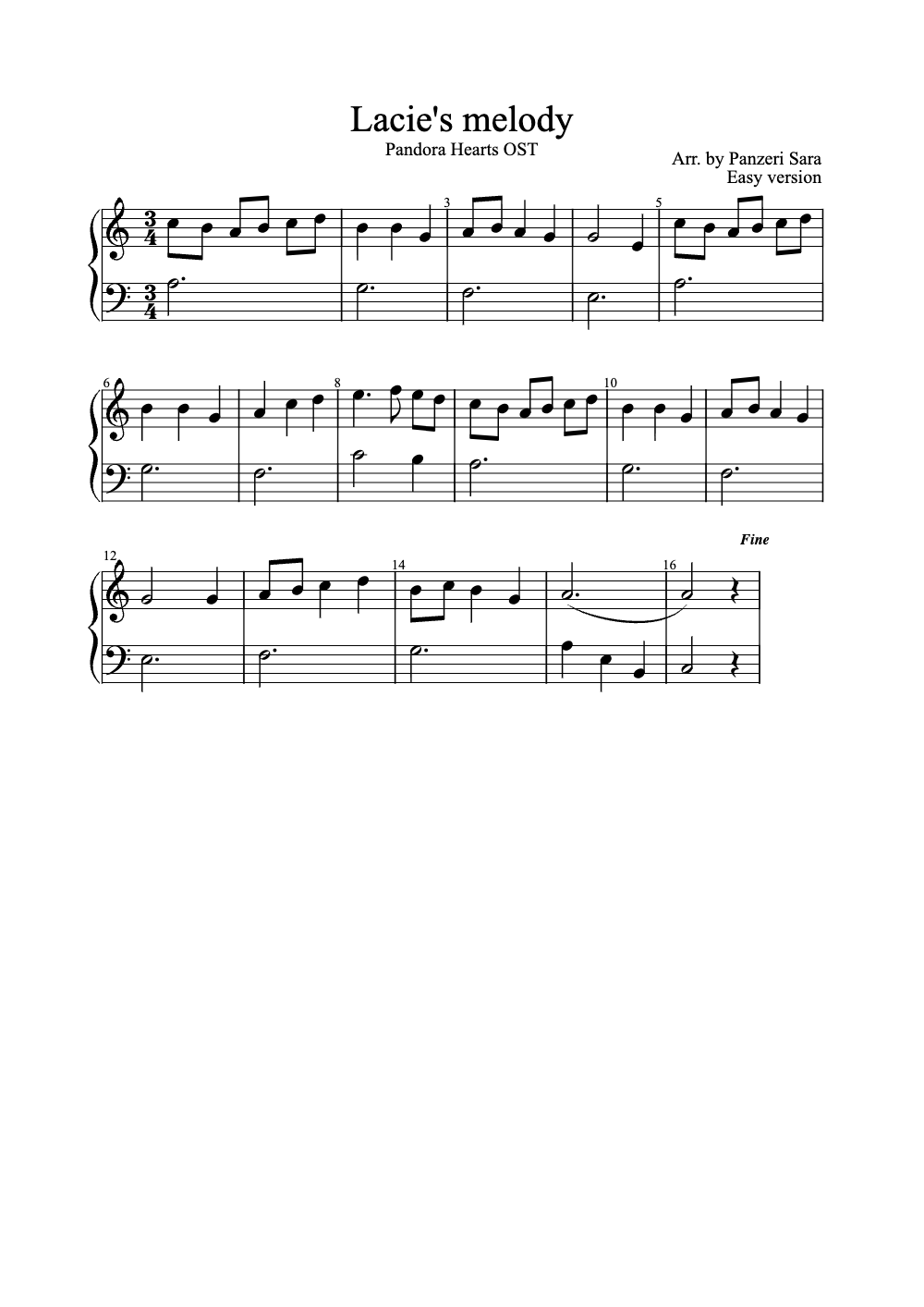 Sheet music preview for Lacie's Melody