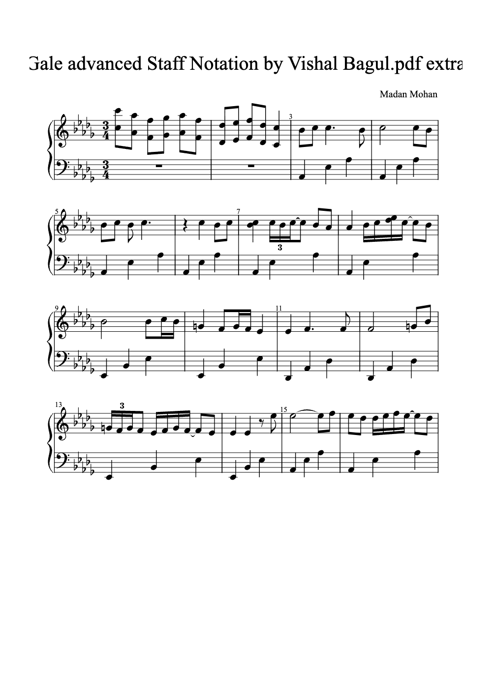 Sheet music preview for Lag Ja Gale