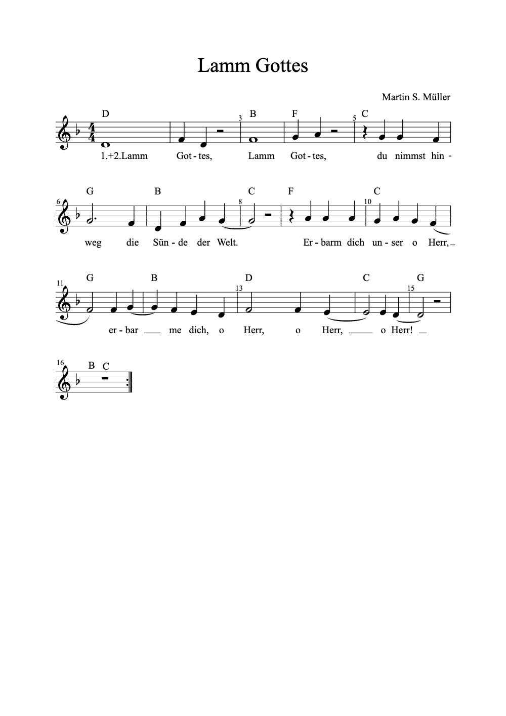 Sheet music preview for Lamm Gottes