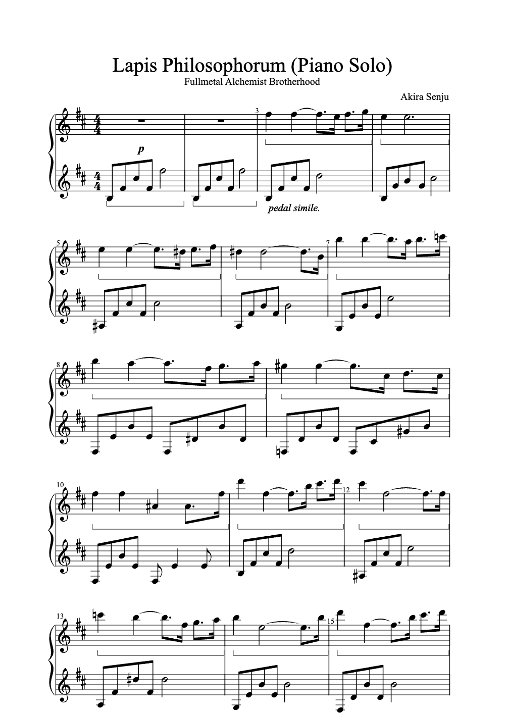 Sheet music preview for Lapis Philosophorum