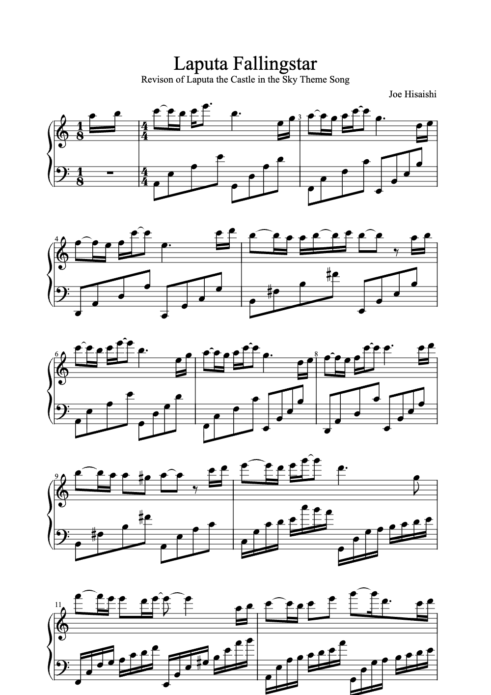 Sheet music preview for Laputa Fallingstar