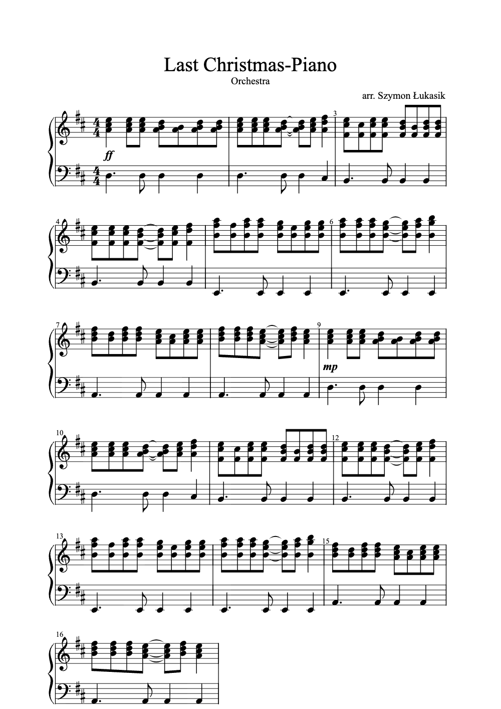Sheet music preview for Last Christmas