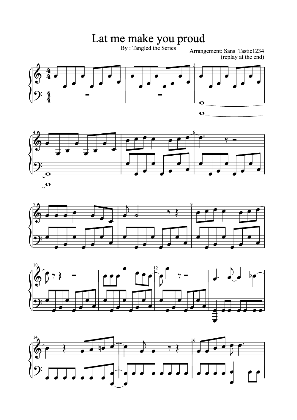 Sheet music preview for Let Me Make You Proud