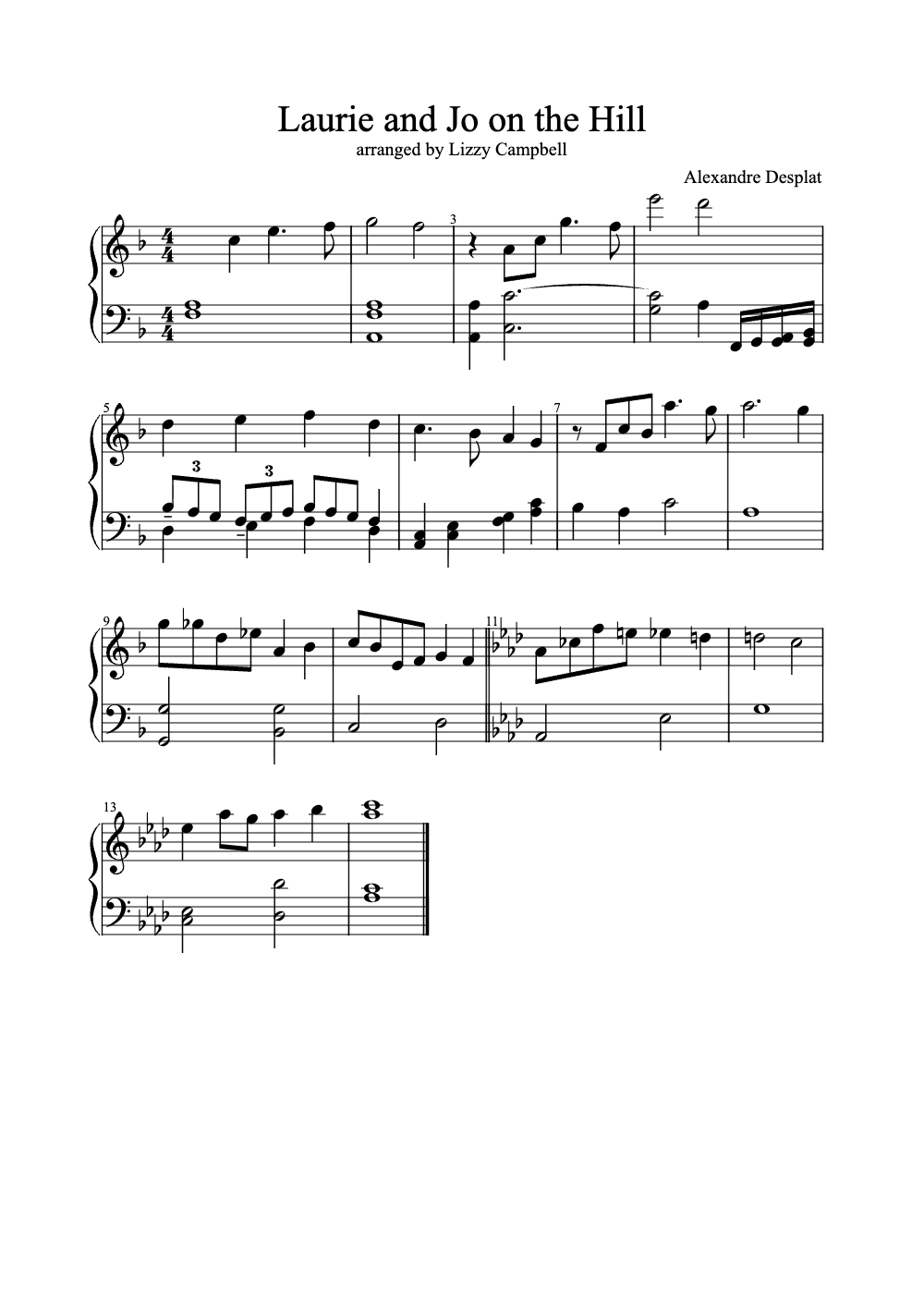 Sheet music preview for Laurie and Jo on the Hill