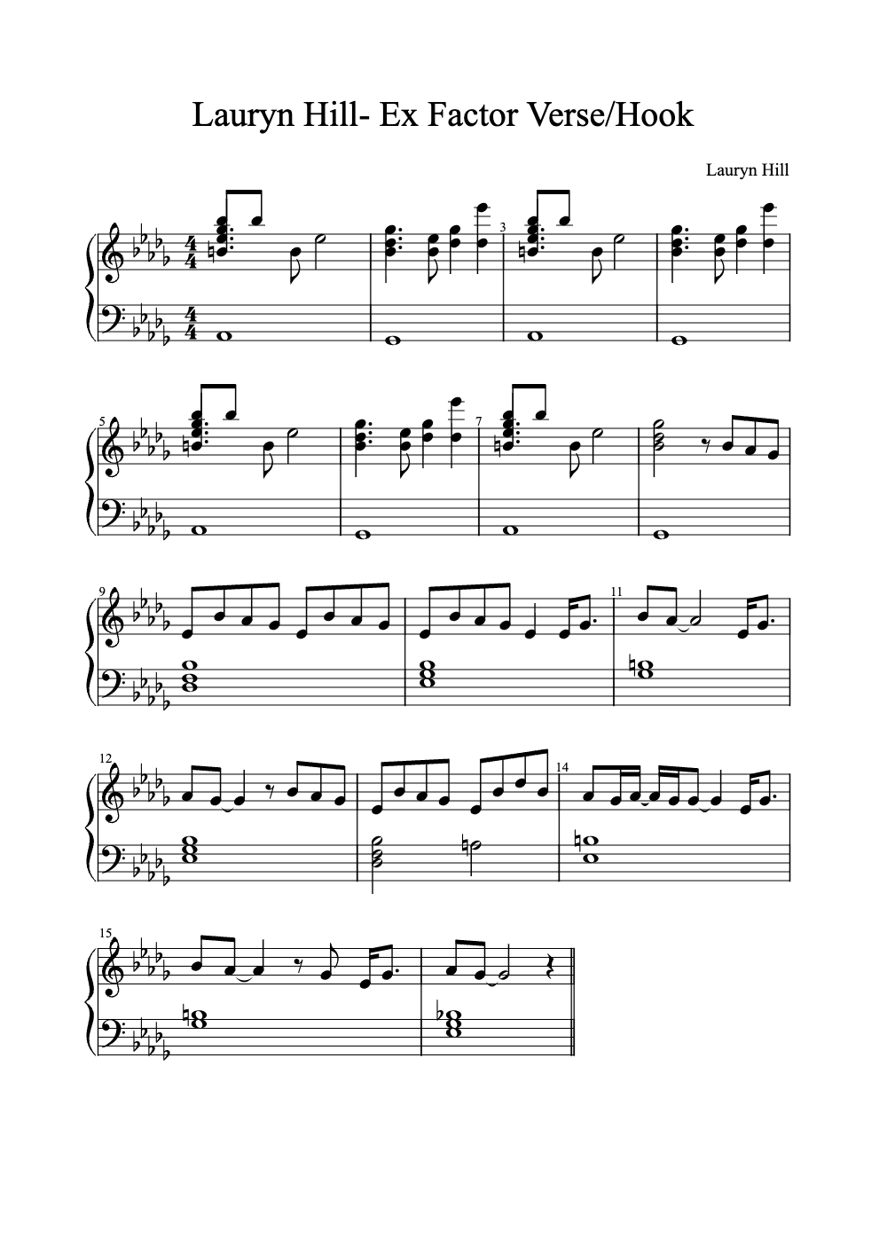Sheet music preview for Ex-Factor