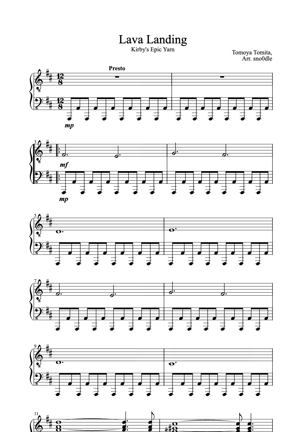 Sheet music preview for Lava Landing