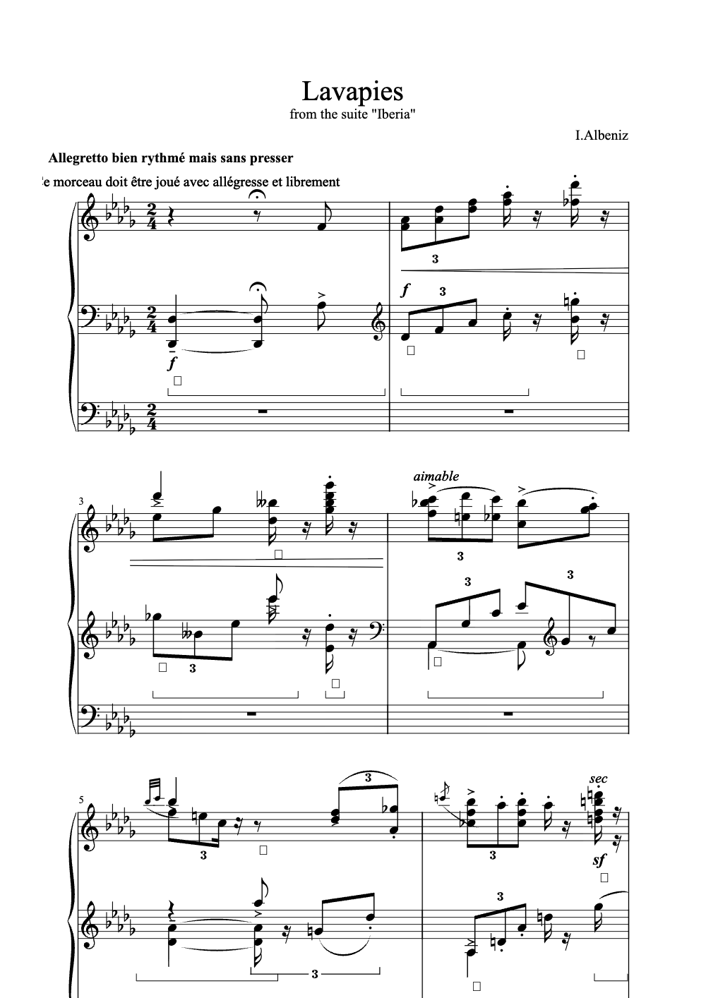 Sheet music preview for Lavapiés