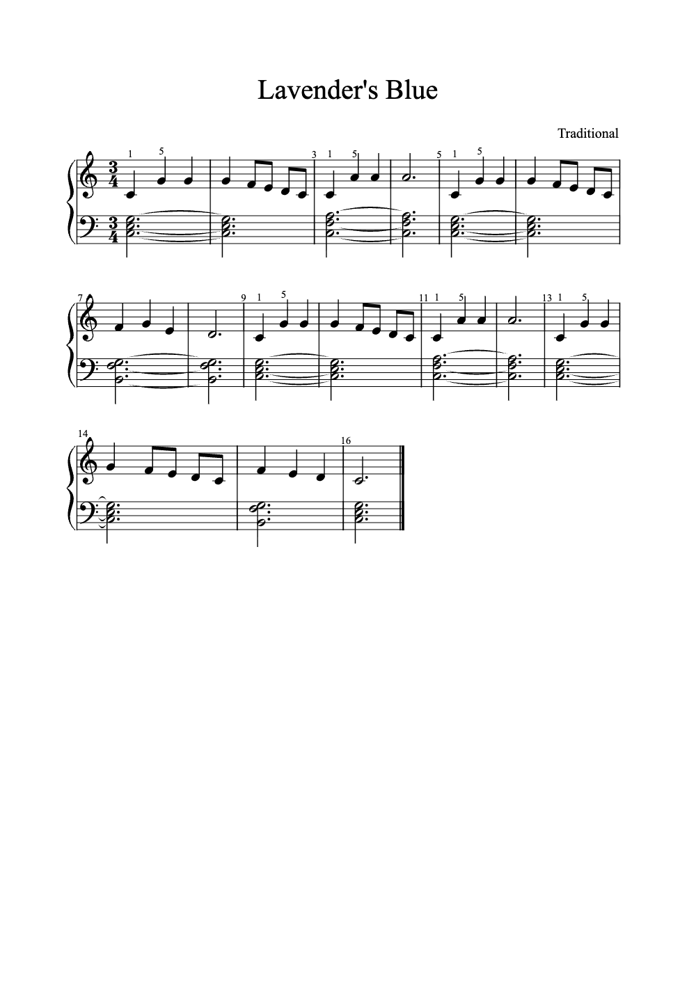 Sheet music preview for Lavender's Blue