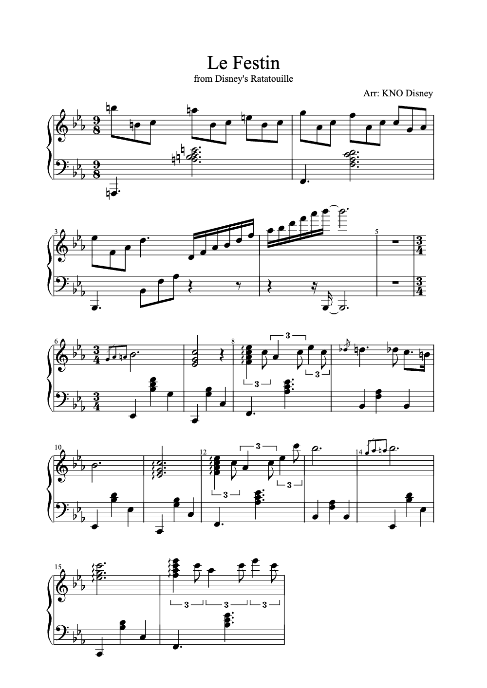 Sheet music preview for Le Festin