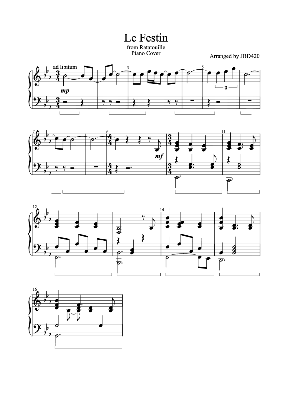 Sheet music preview for Le Festin