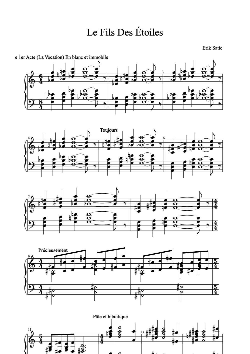 Sheet music preview for Le Fils des Étoiles