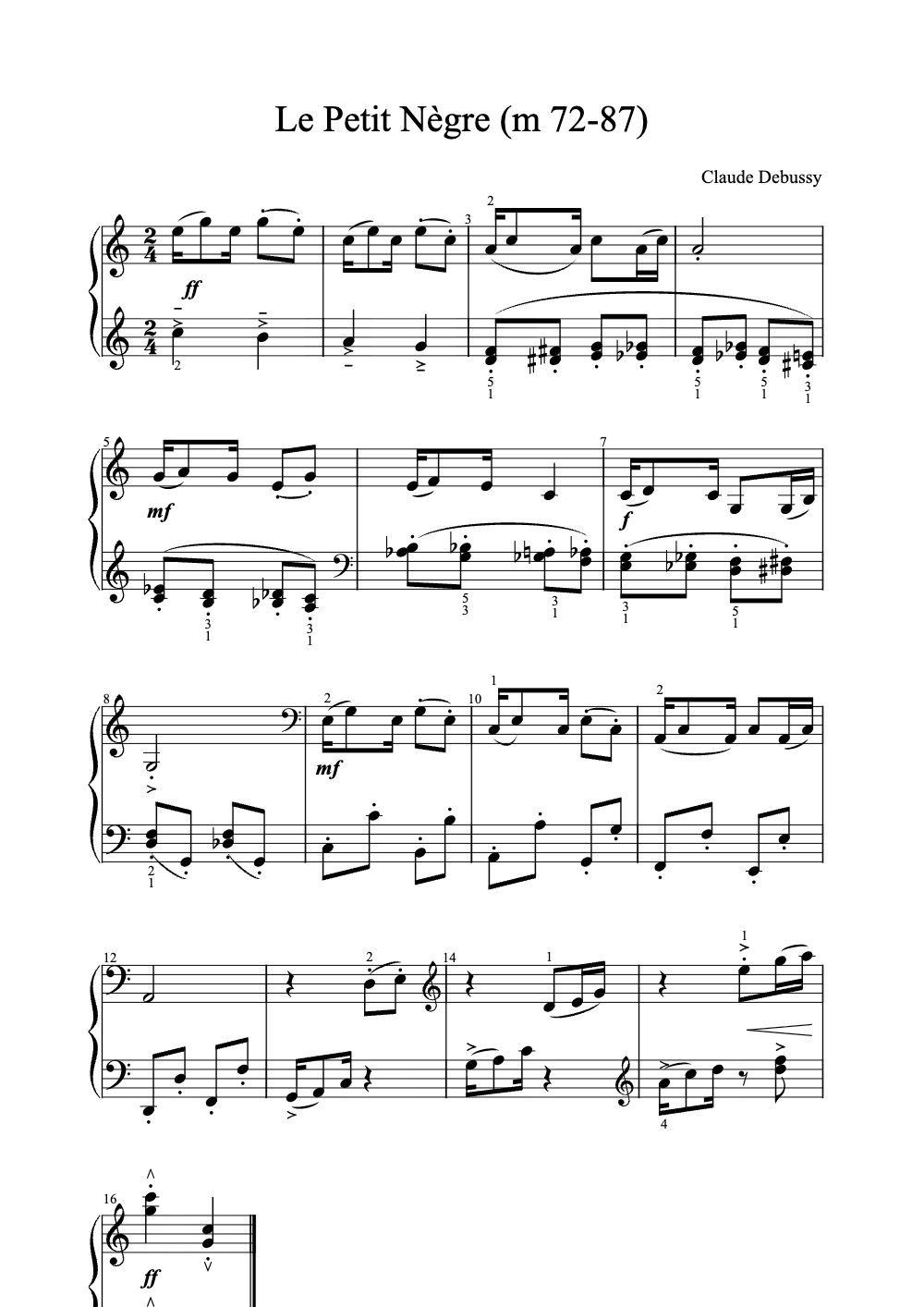 Sheet music preview for Le Petit Nègre