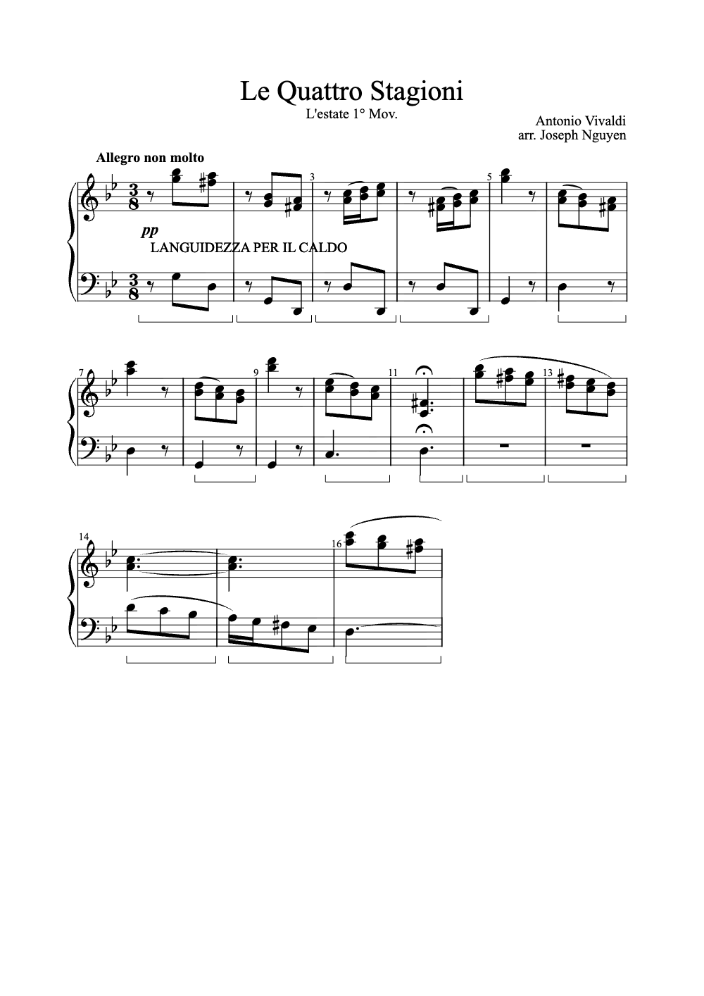 Sheet music preview for Le Quattro Stagioni