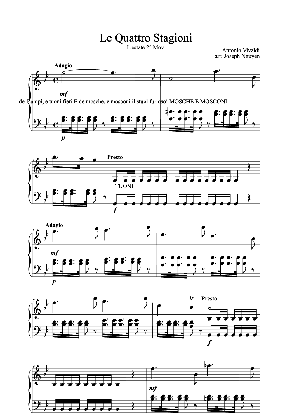 Sheet music preview for Le Quattro Stagioni