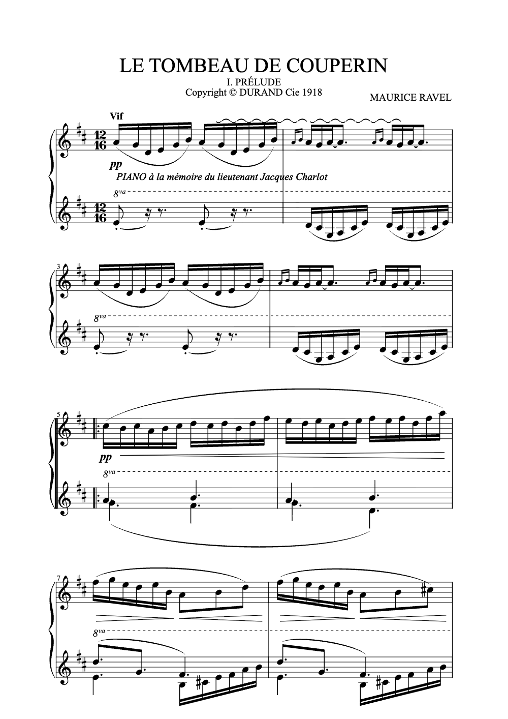 Sheet music preview for Le Tombeau de Couperin