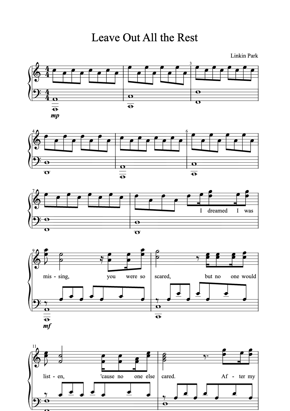 Sheet music preview for Leave Out All the Rest