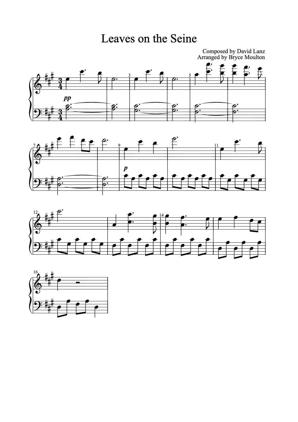 Sheet music preview for Leaves on the Seine