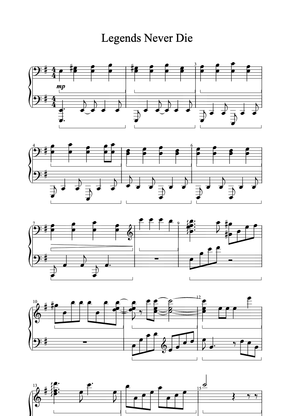 Sheet music preview for Legends Never Die