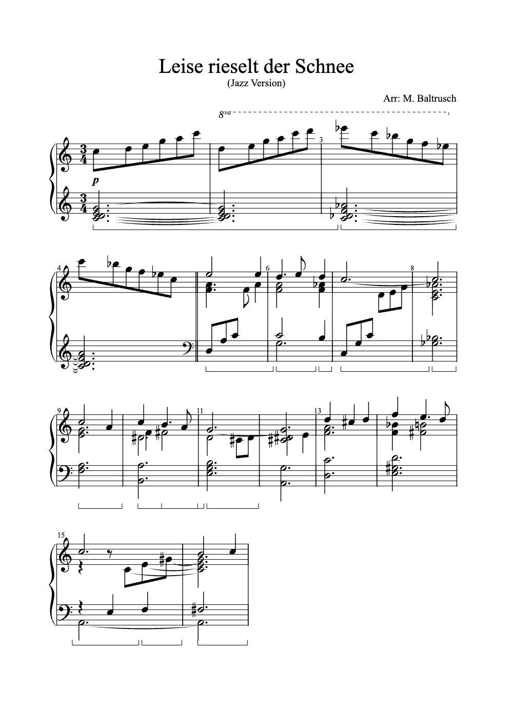 Sheet music preview for Leise Rieselt der Schnee