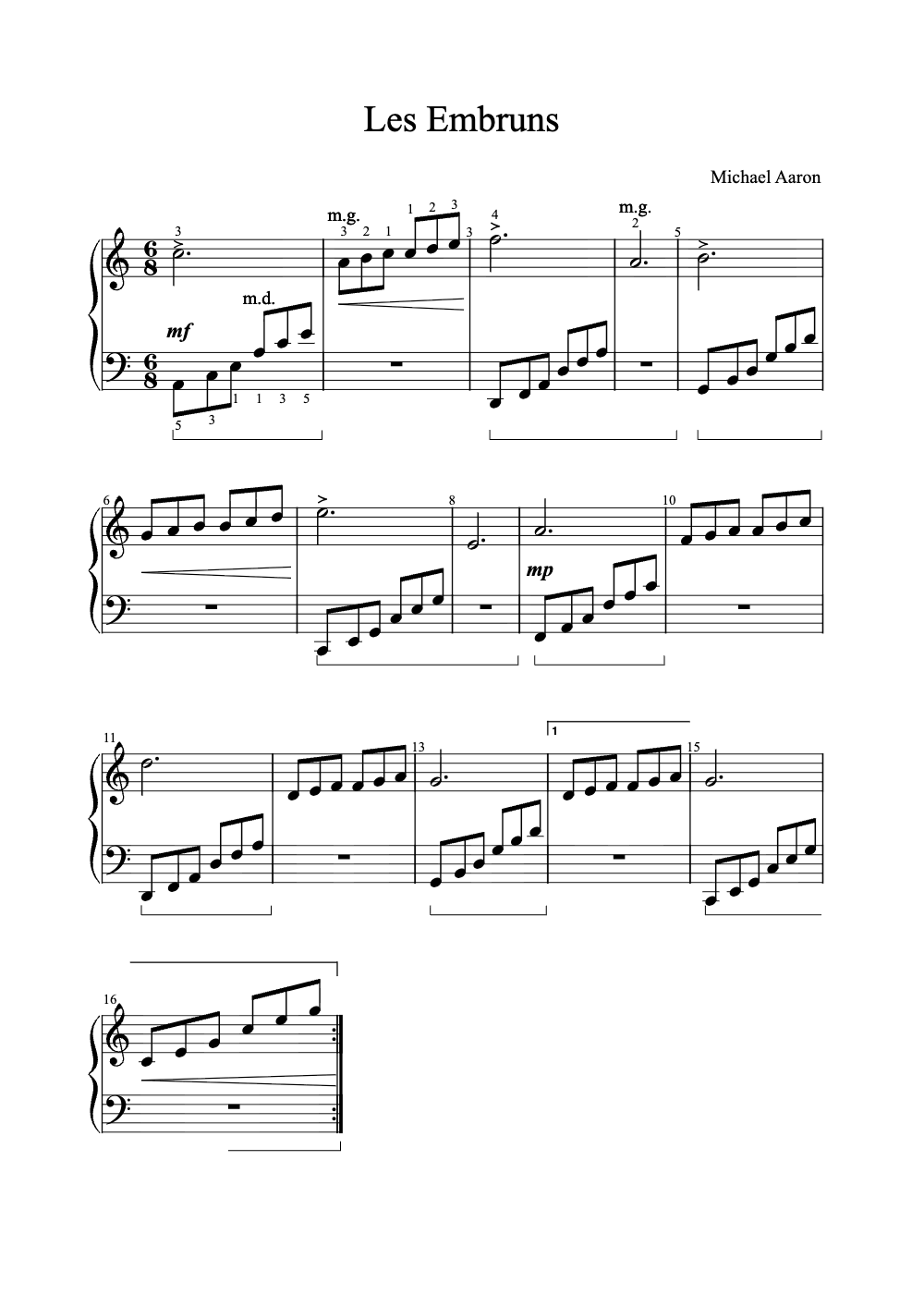 Sheet music preview for Les Embruns