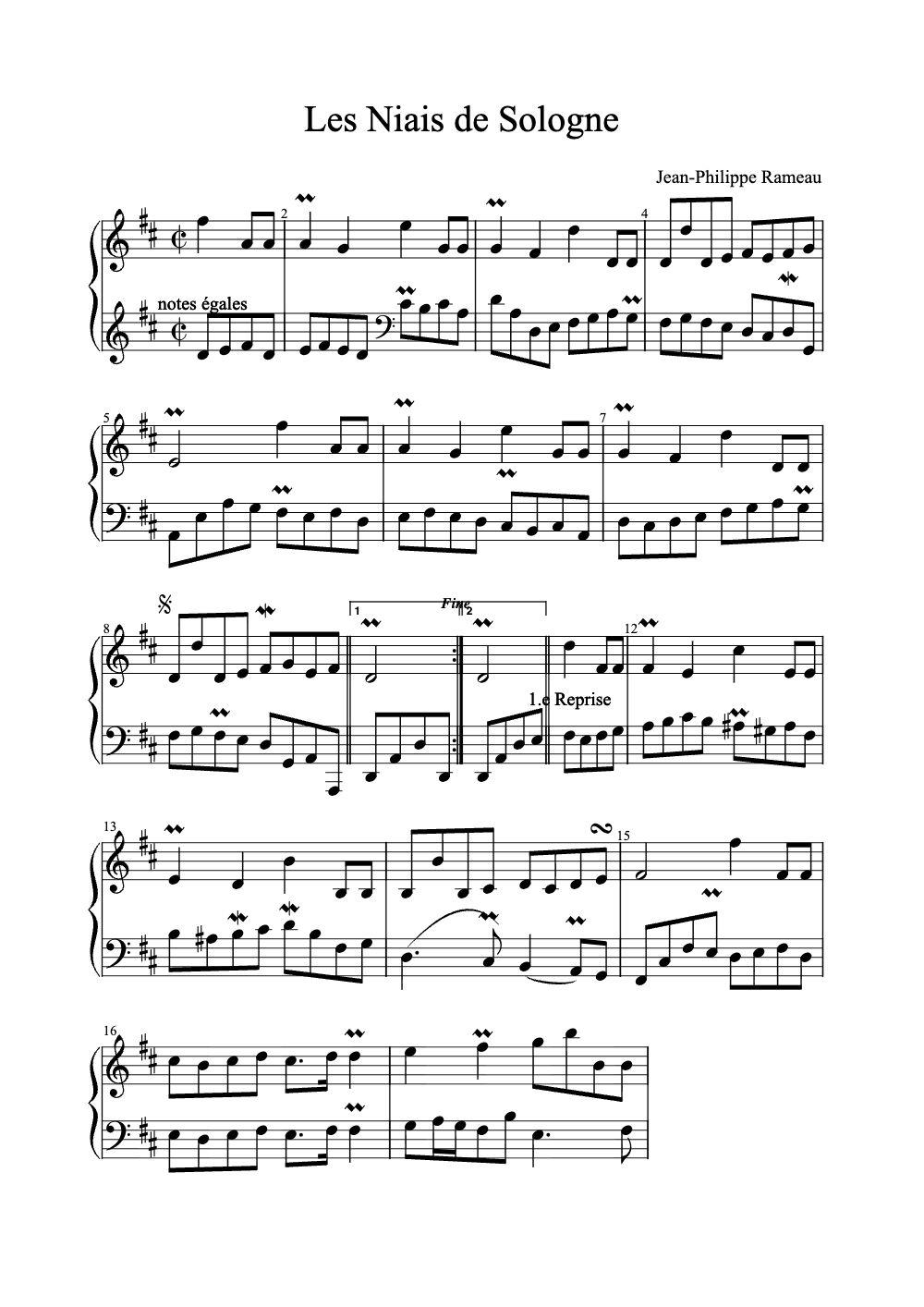 Sheet music preview for Les Niais de Sologne