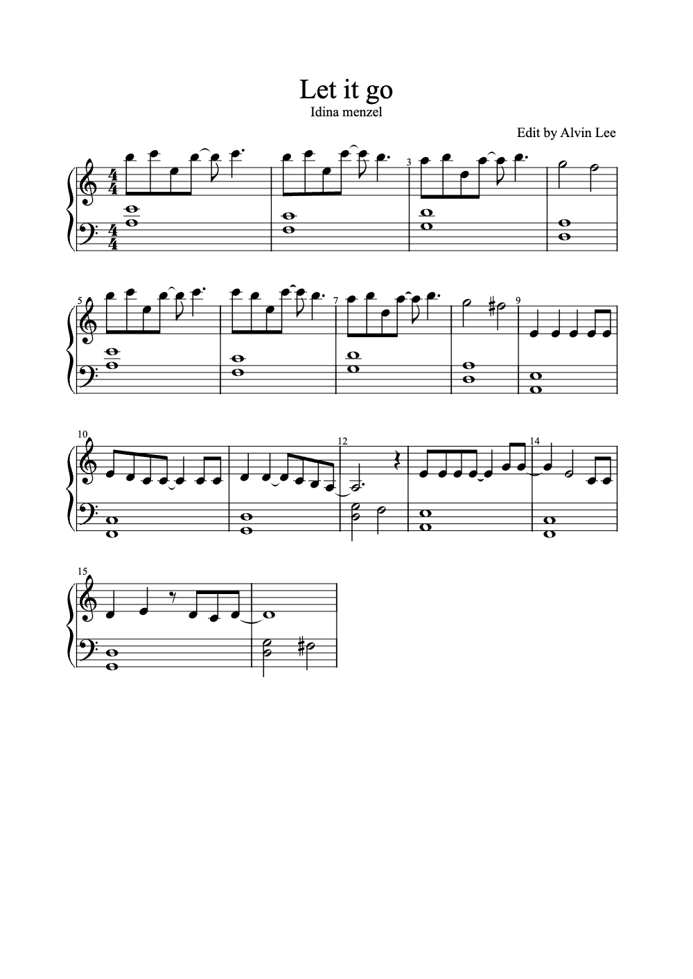 Sheet music preview for Let It Go