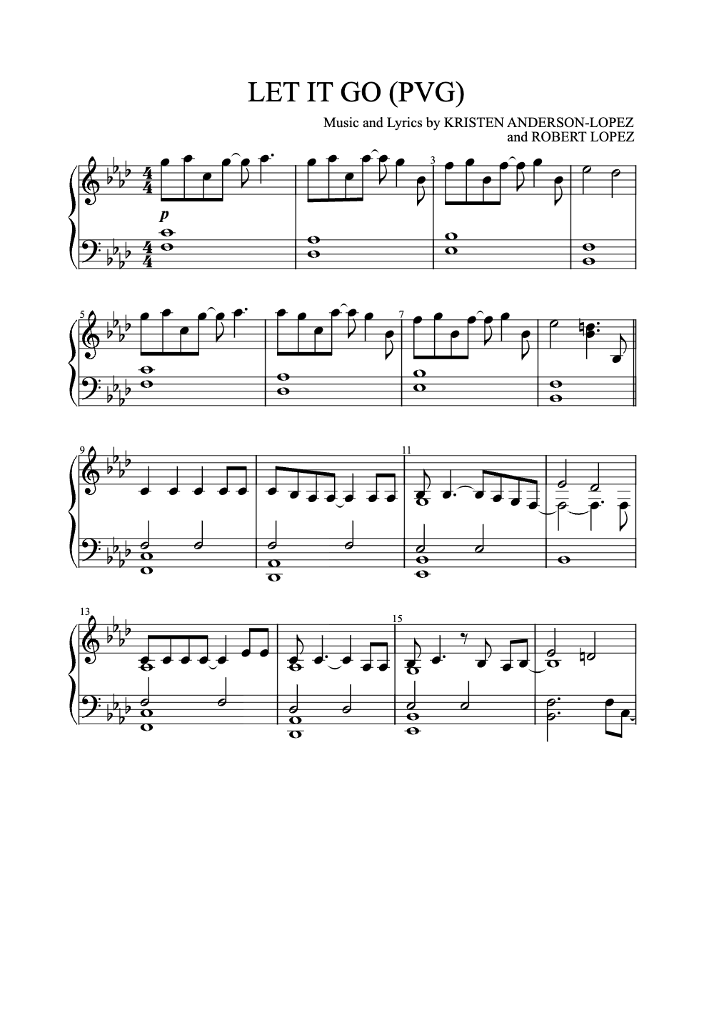 Sheet music preview for Let It Go