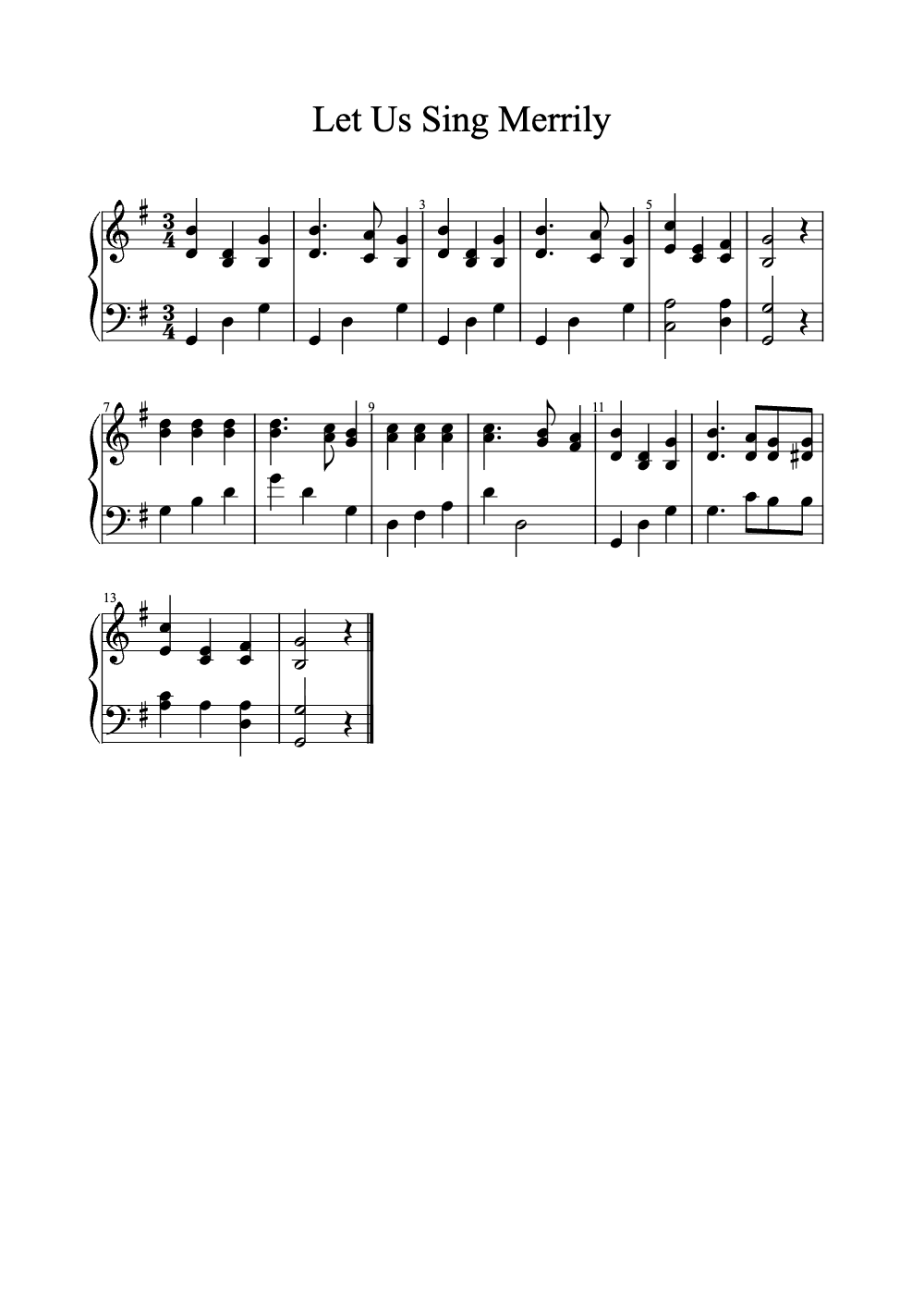 Sheet music preview for Let Us Sing Merrily