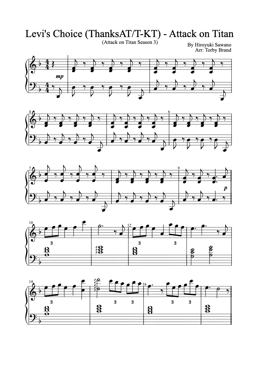Sheet music preview for Levi's Choice