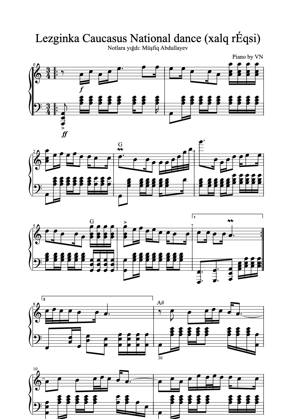 Sheet music preview for Lezginka Caucasus National Dance