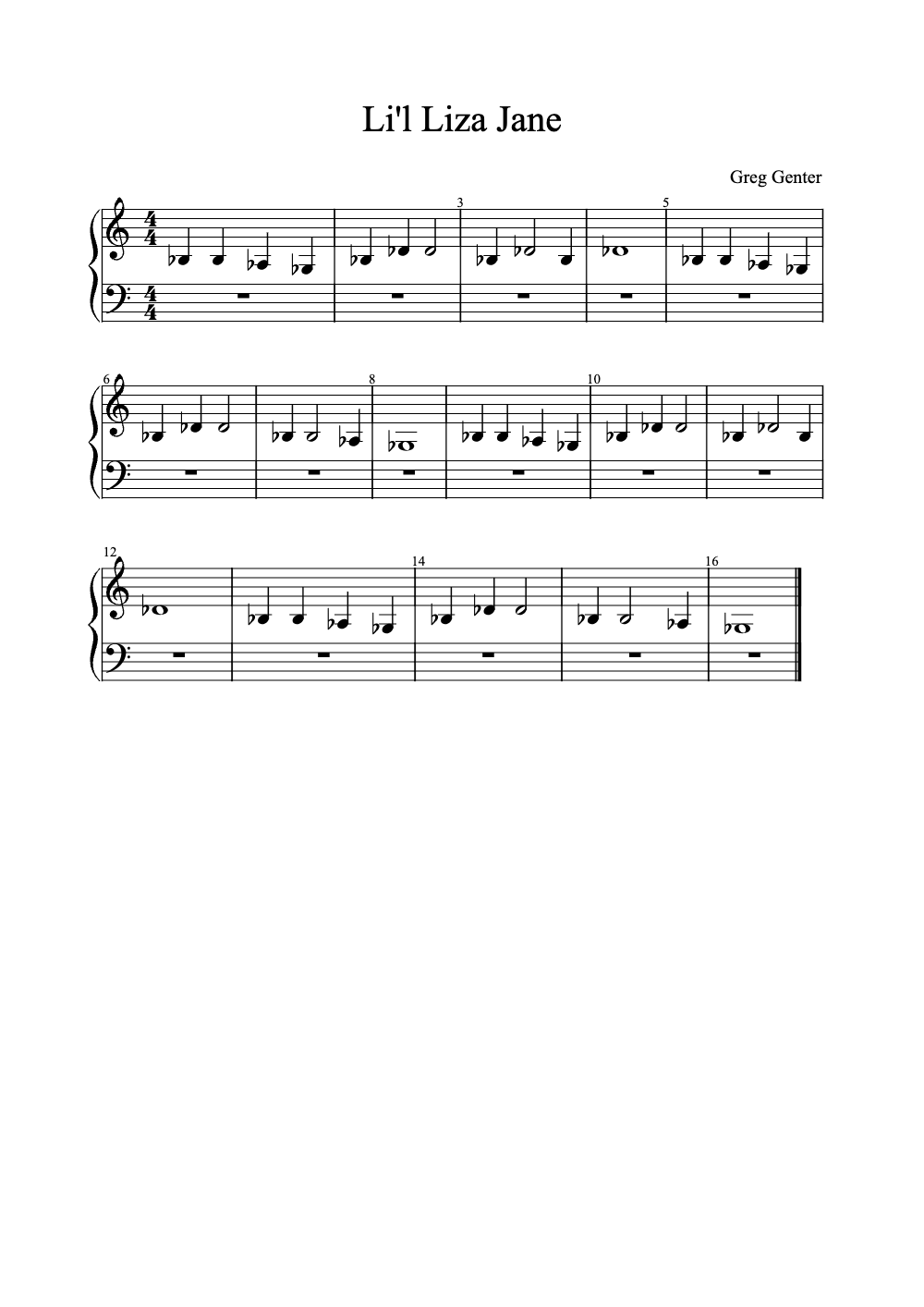 Sheet music preview for Li'l Liza Jane