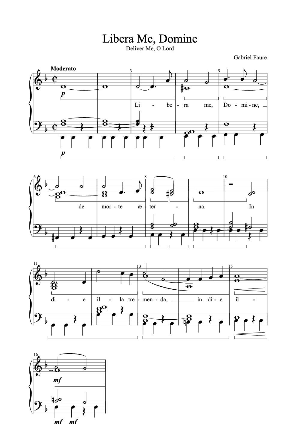 Sheet music preview for Libera Me, Domine
