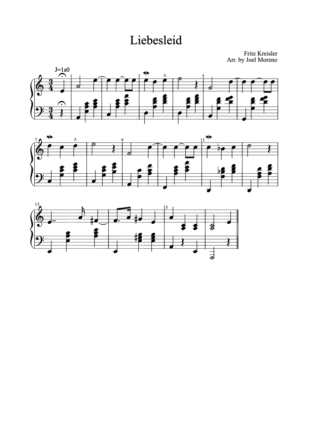 Sheet music preview for Liebesleid