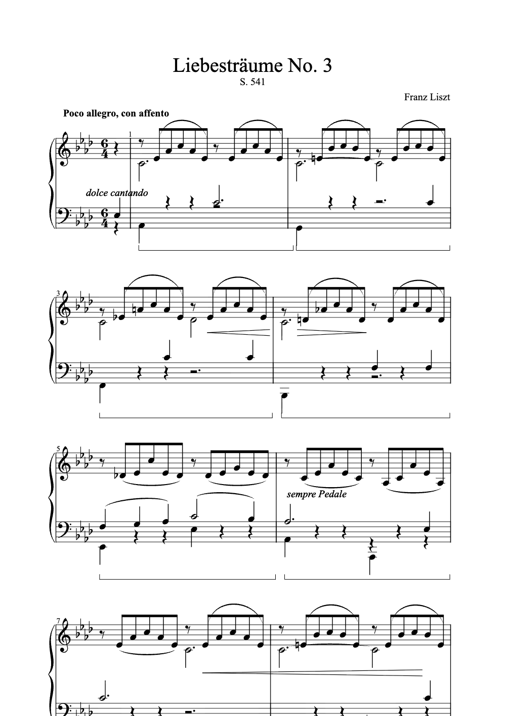 Sheet music preview for Liebesträume No. 3