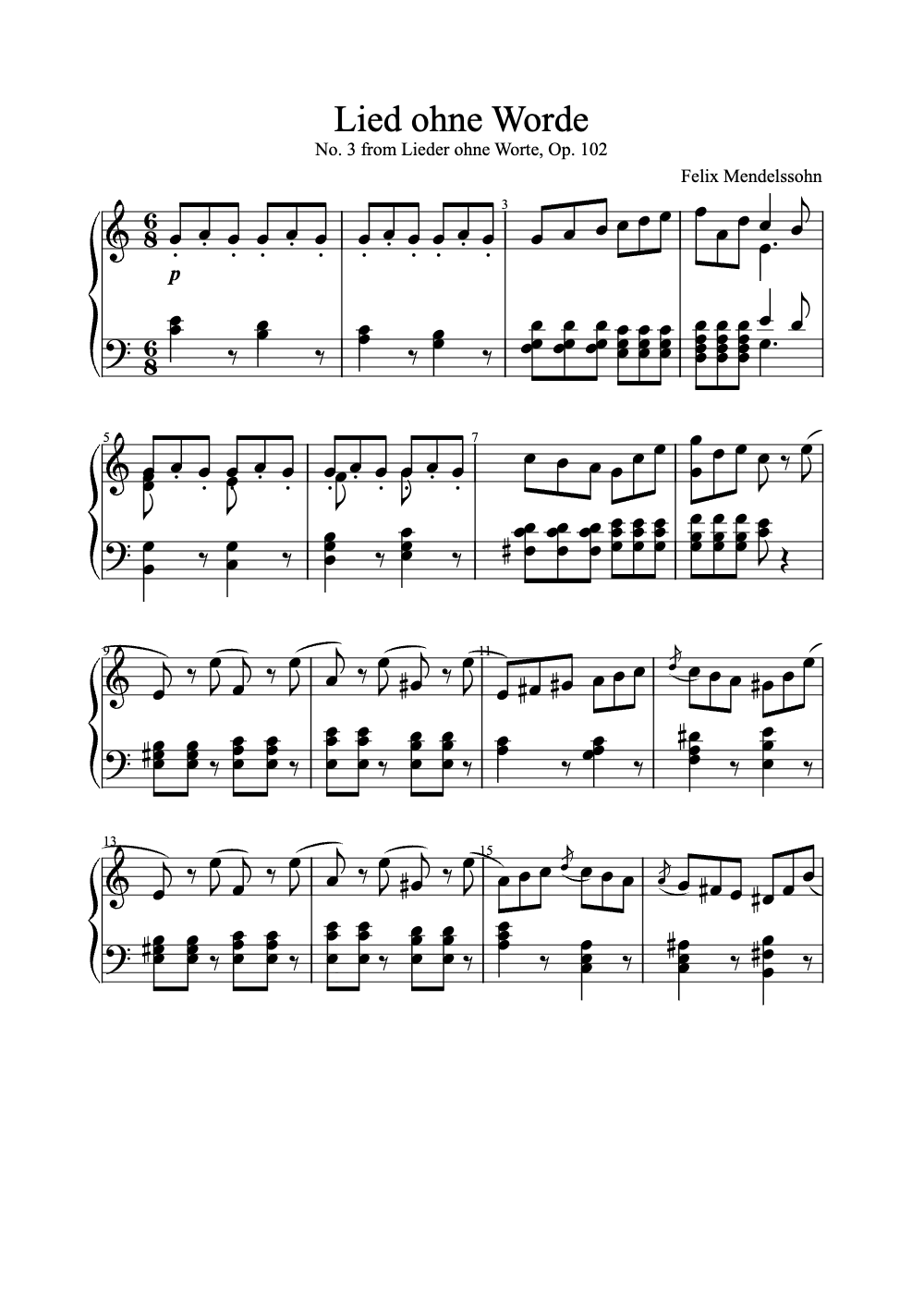 Sheet music preview for Lied Ohne Worte