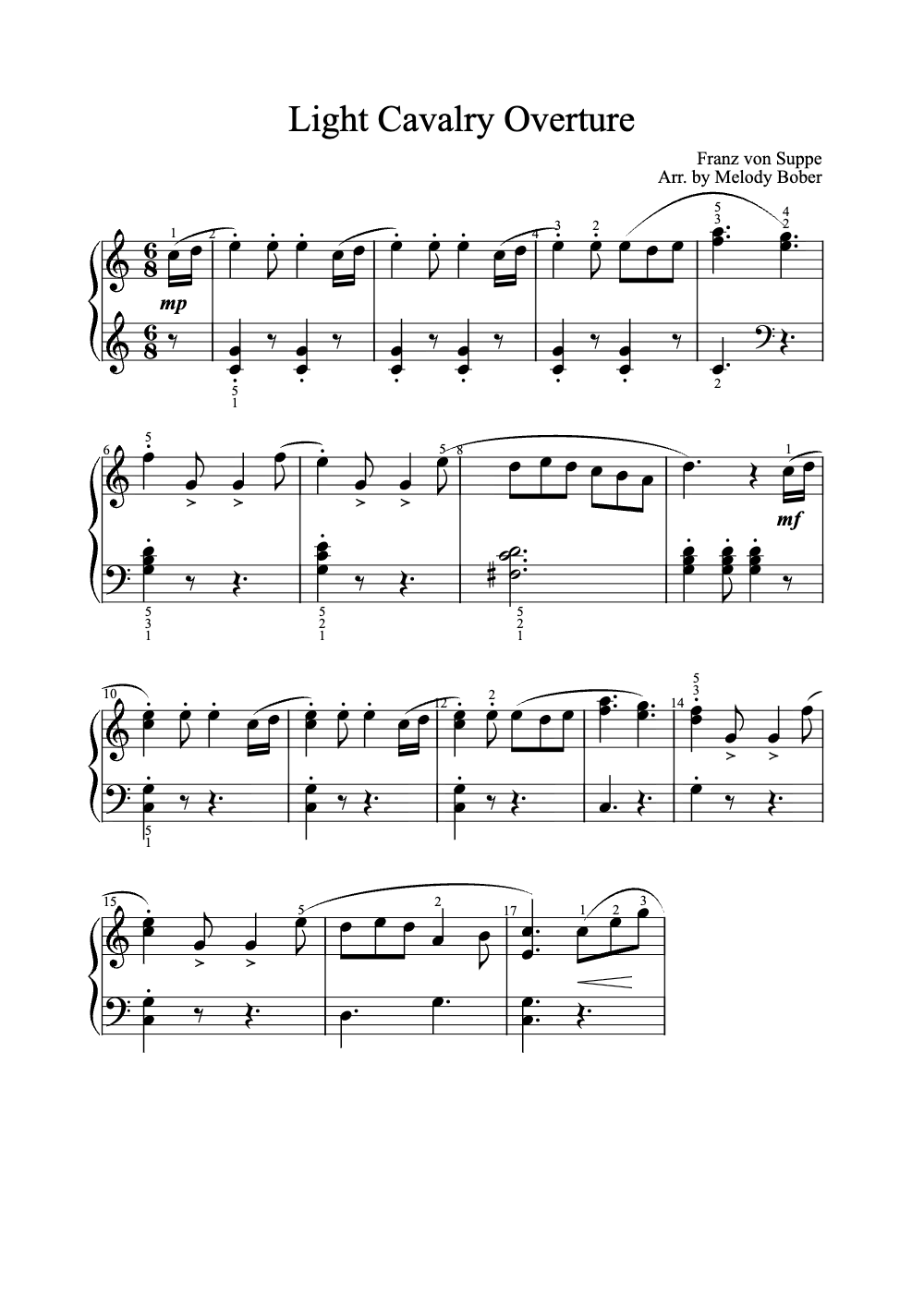 Sheet music preview for Light Cavalry Overture