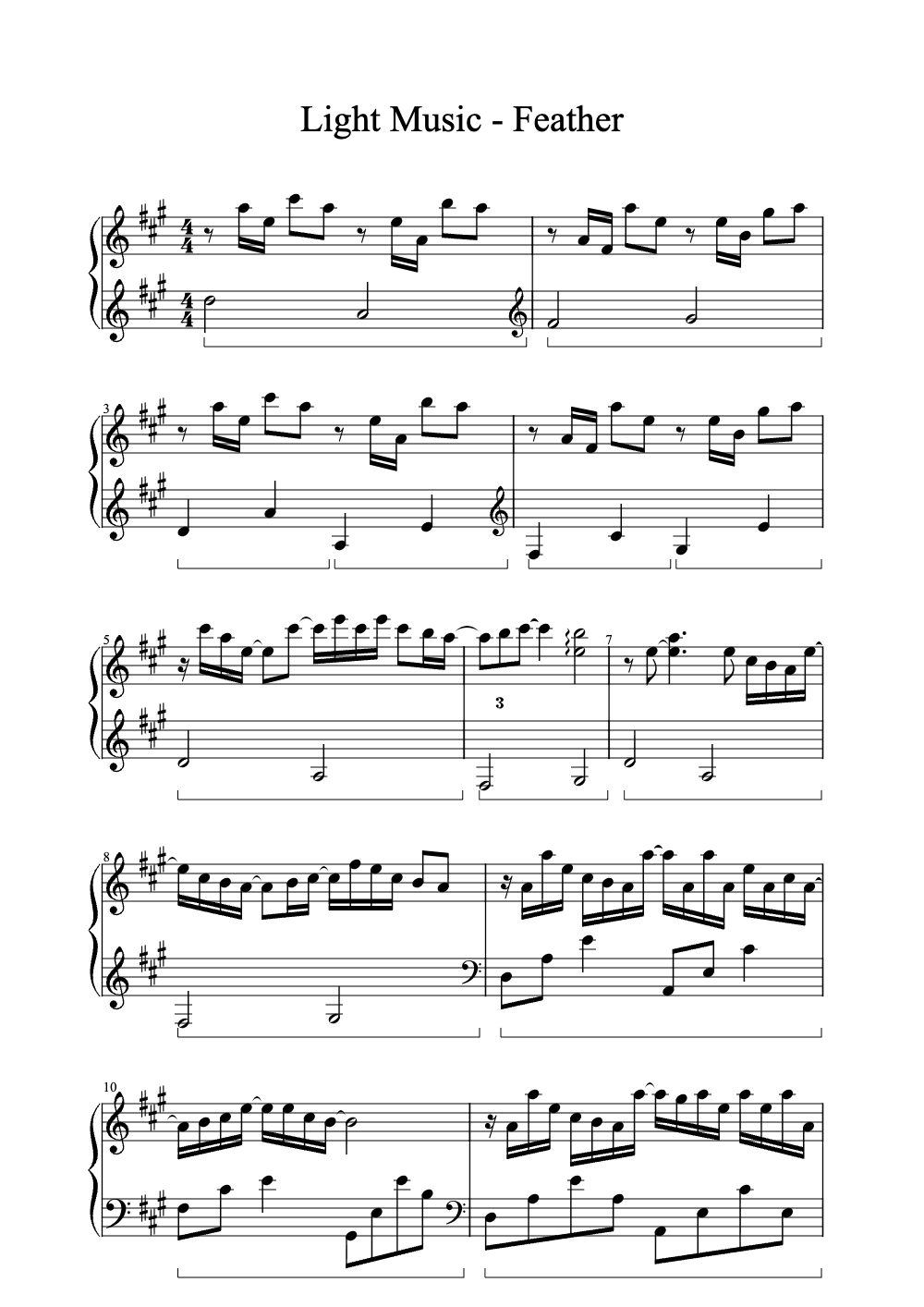 Sheet music preview for Light Music - Feather