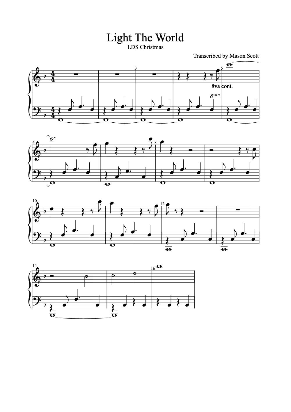 Sheet music preview for Light the World
