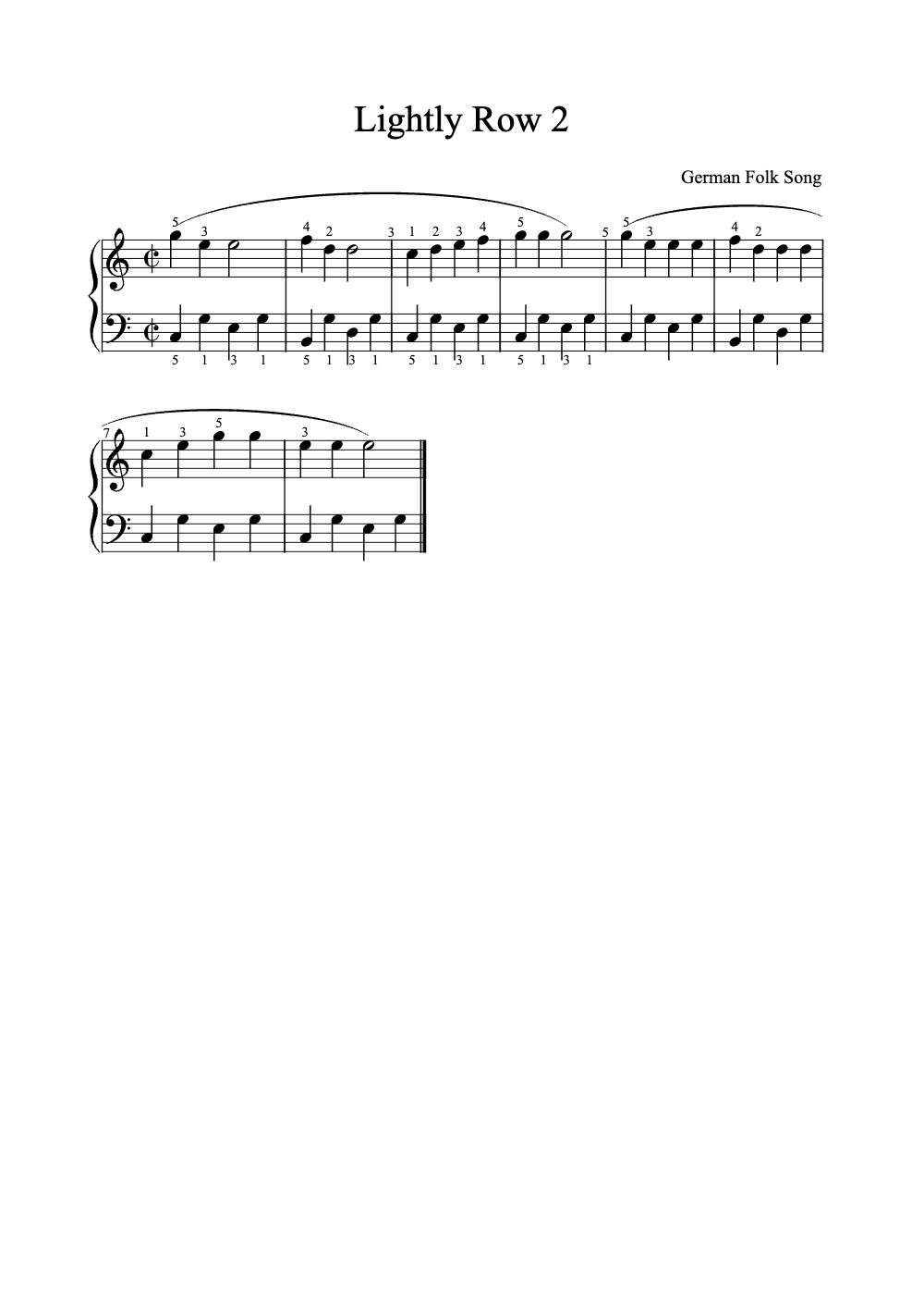 Sheet music preview for Lightly Row