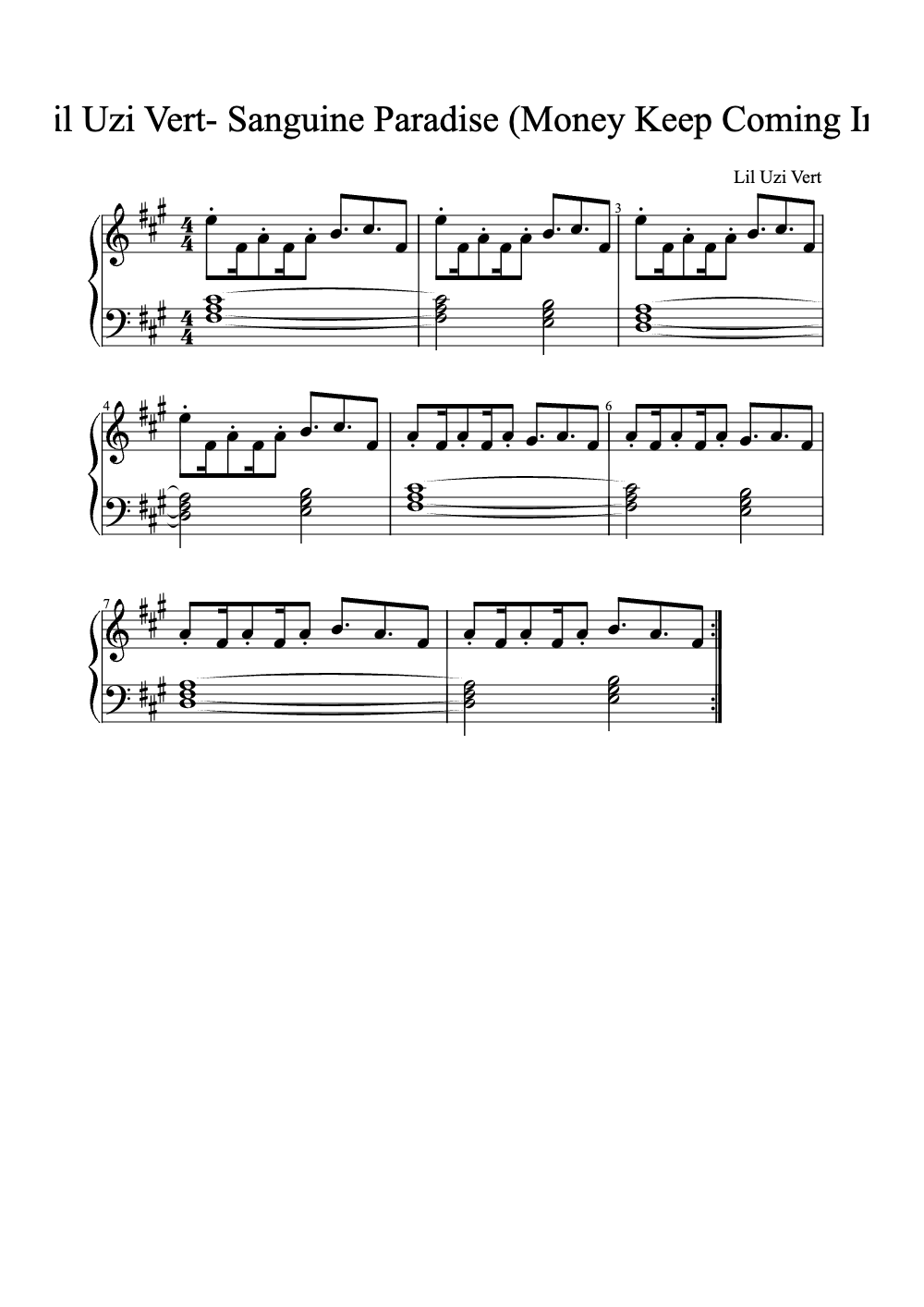 Sheet music preview for Sanguine Paradise