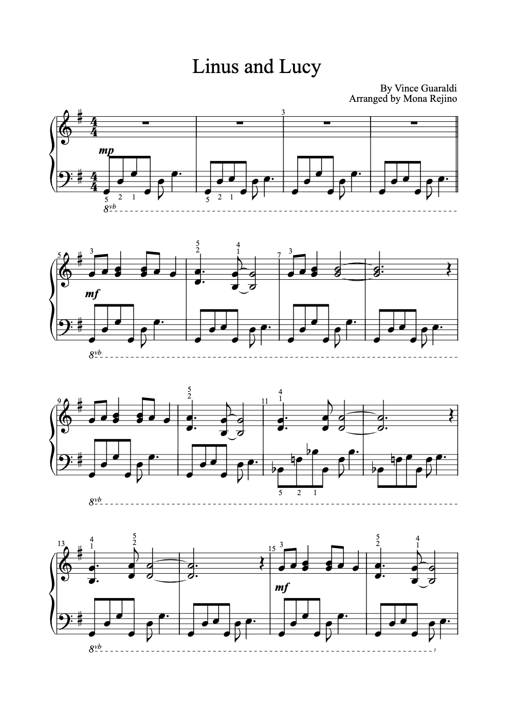 Sheet music preview for Linus and Lucy