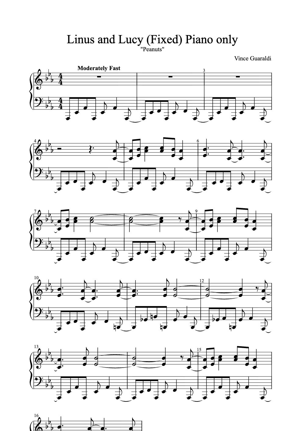 Sheet music preview for Linus and Lucy