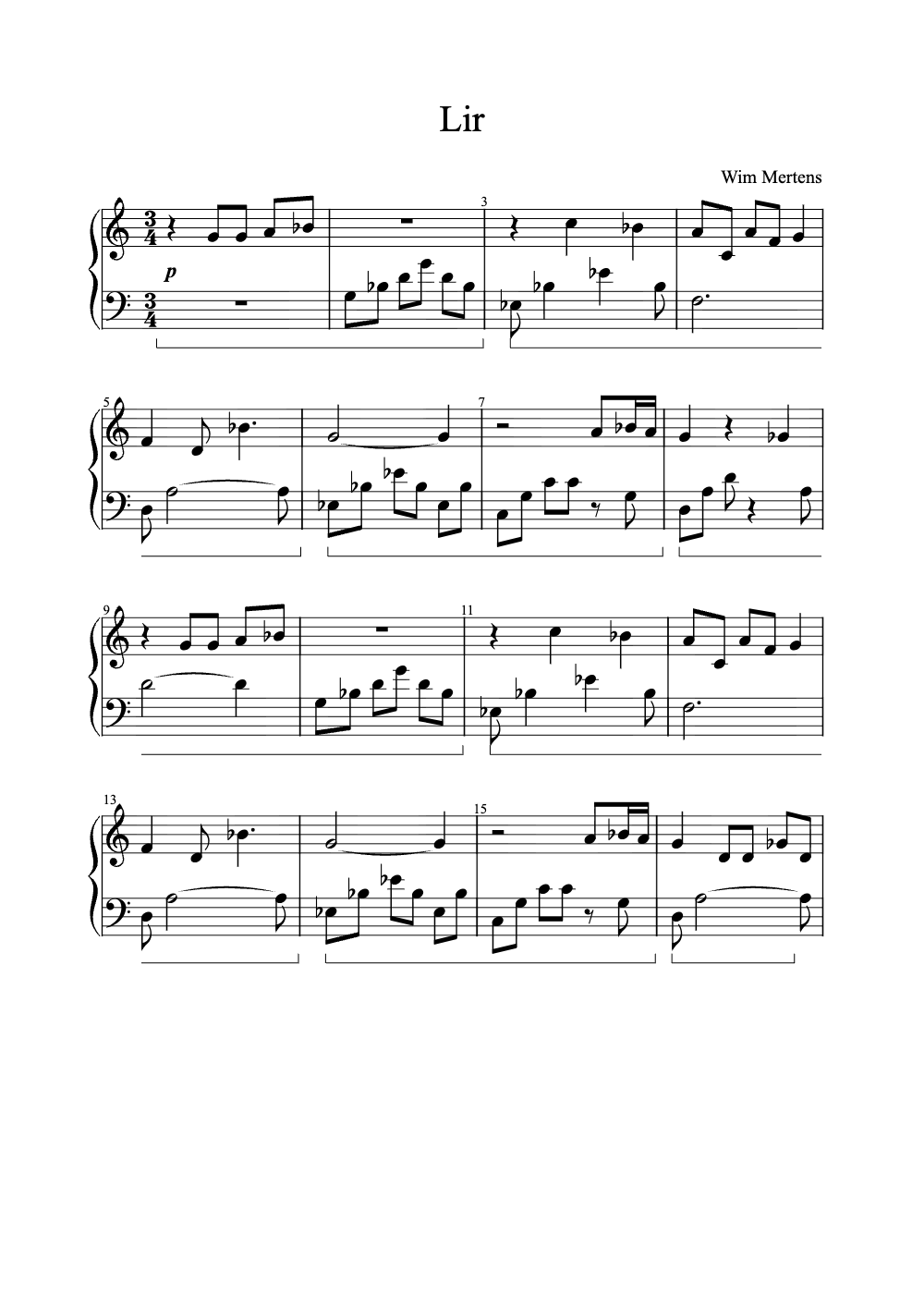 Sheet music preview for Lir