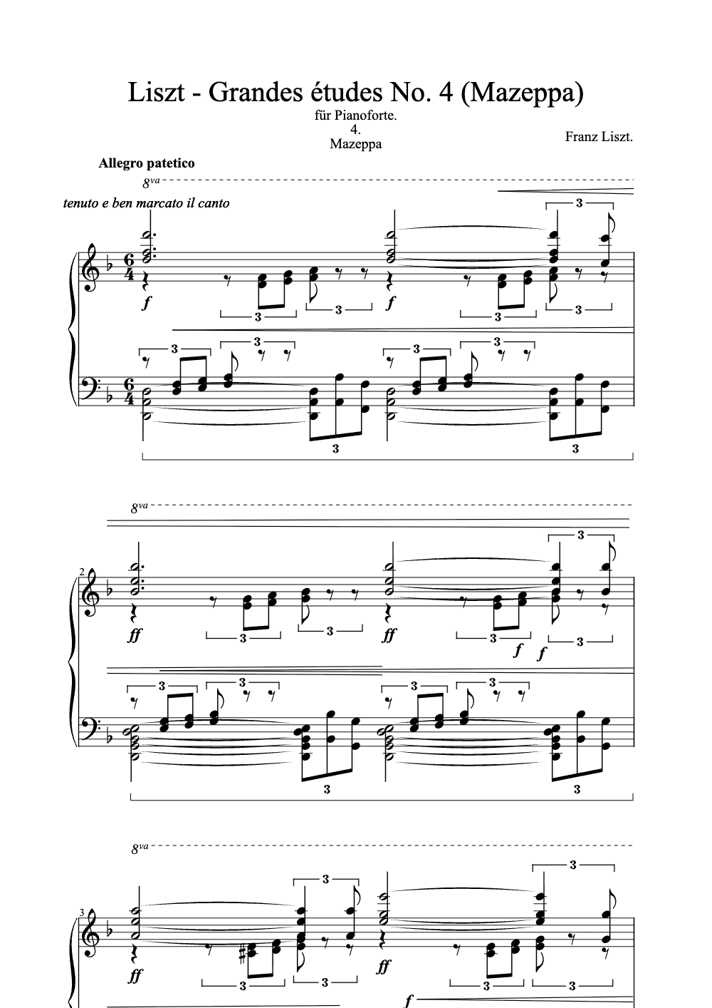 Sheet music preview for Grandes Études No. 4 (Mazeppa)