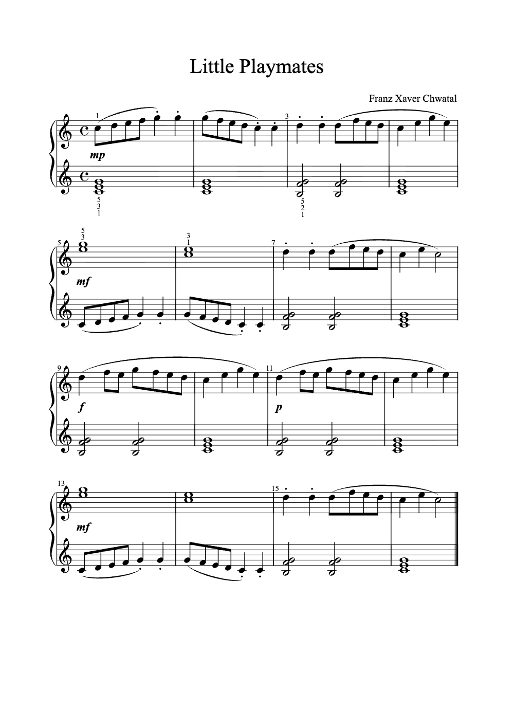 Sheet music preview for Little Playmates