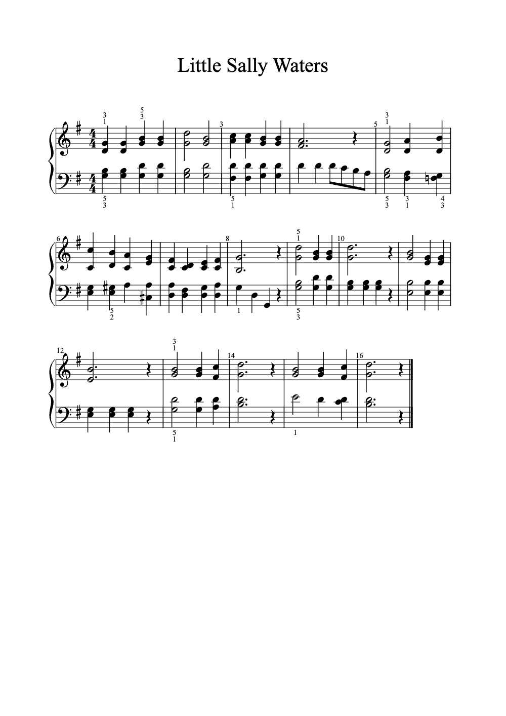 Sheet music preview for Little Sally Waters