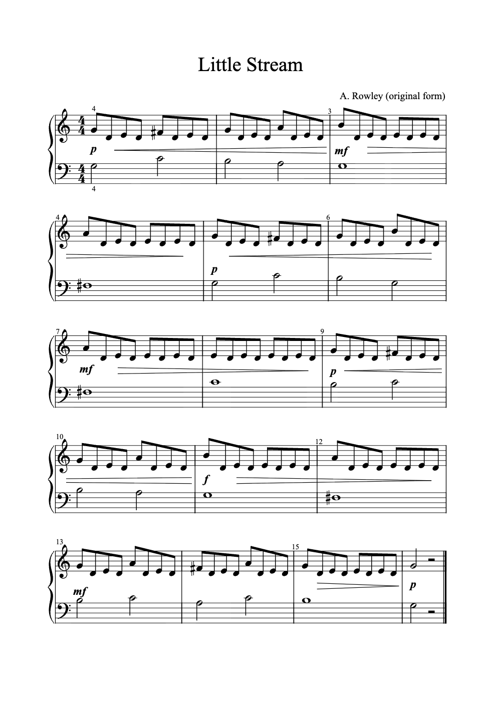 Sheet music preview for Little Stream