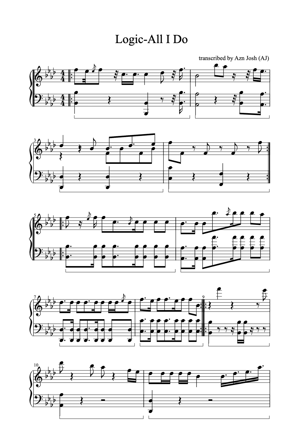 Sheet music preview for All I Do