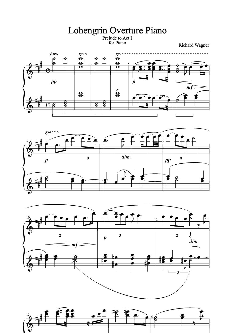 Sheet music preview for Lohengrin Overture